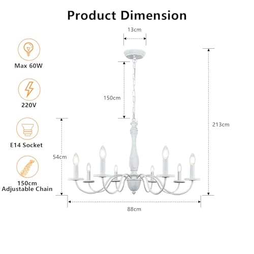 8 Lights Chandelier - Dimmable
