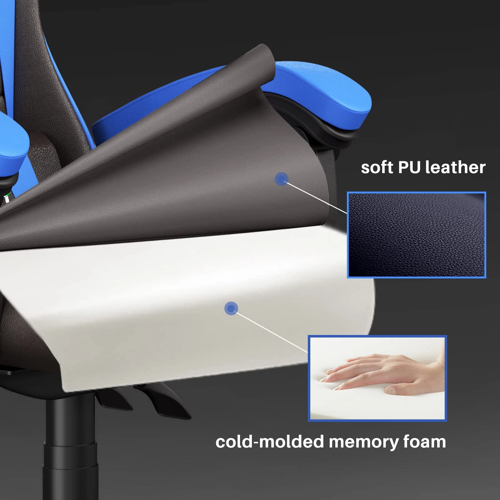 A gaming chair - Adjustable Height Reclining Feature