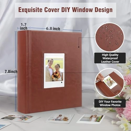 2x3" 180 Pockets Faux Leather Photo Album