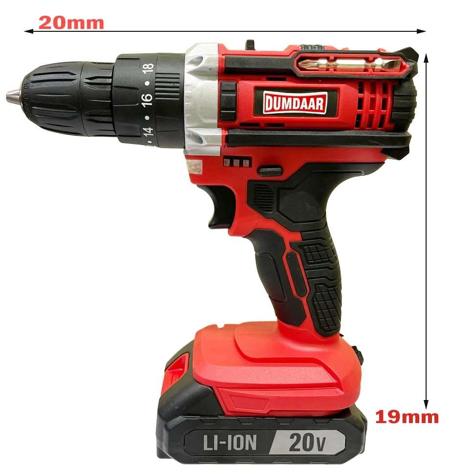 Dumdaar Cordless Impact Drill Driver - 20V 1500RPM Kit