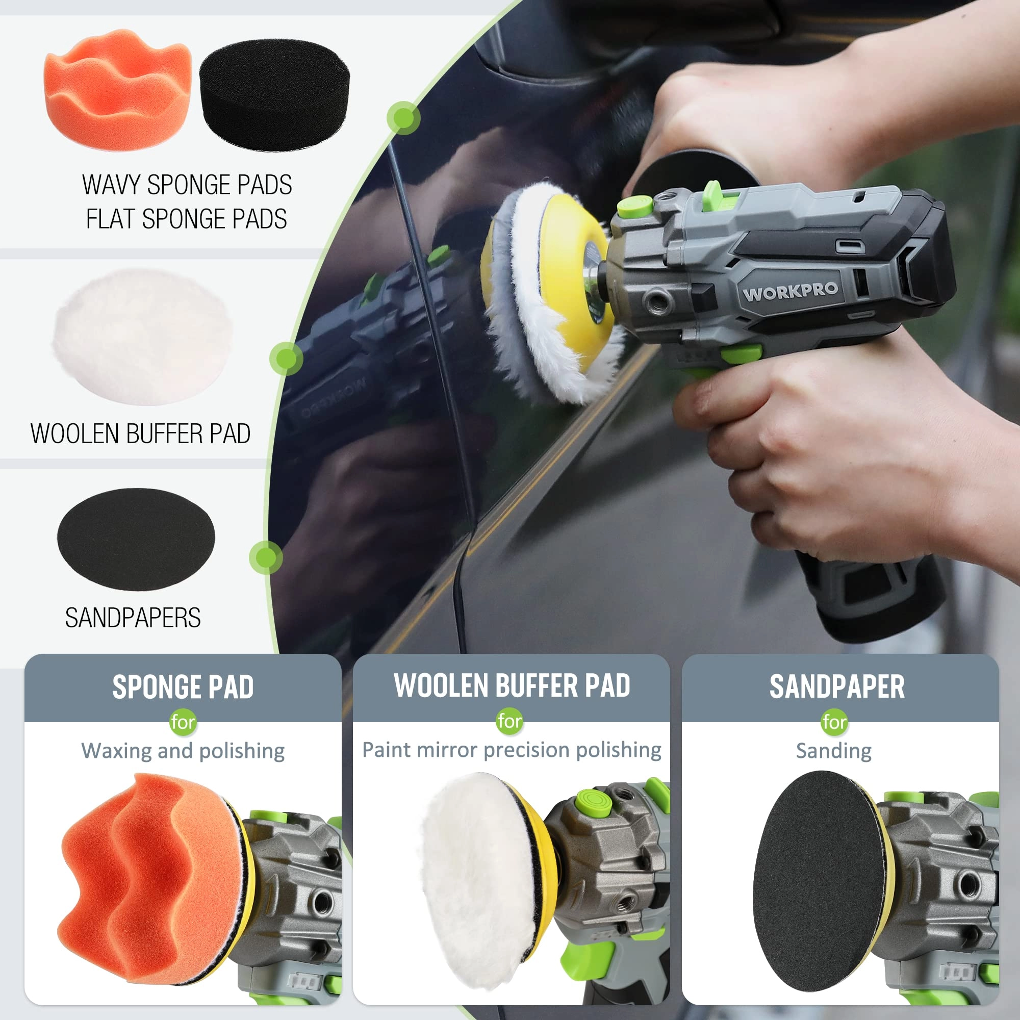 Cordless Buffer Polisher - 12 V Variable Speed