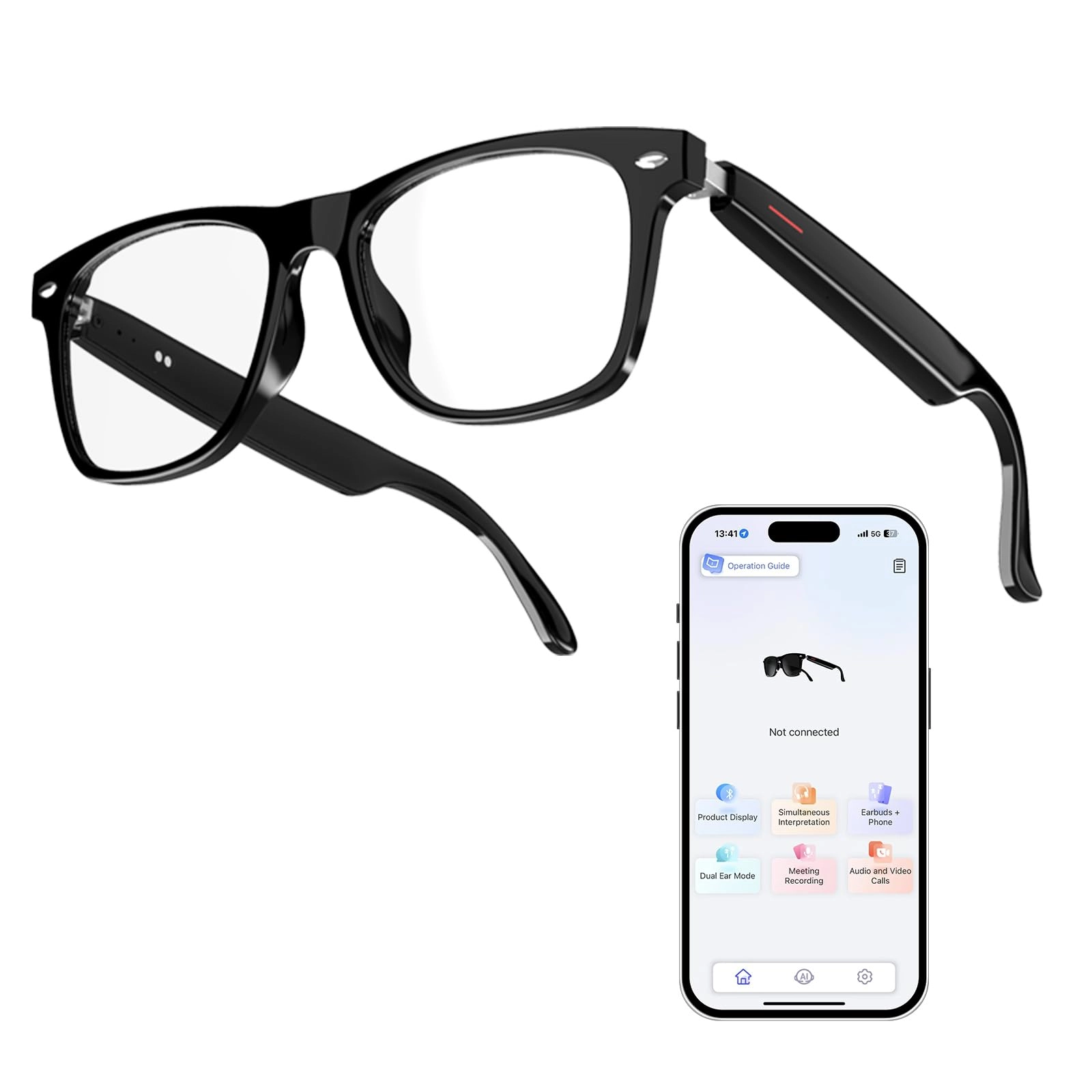 AI Smart Glasses - AI Translation 110+ Languages Bluetooth