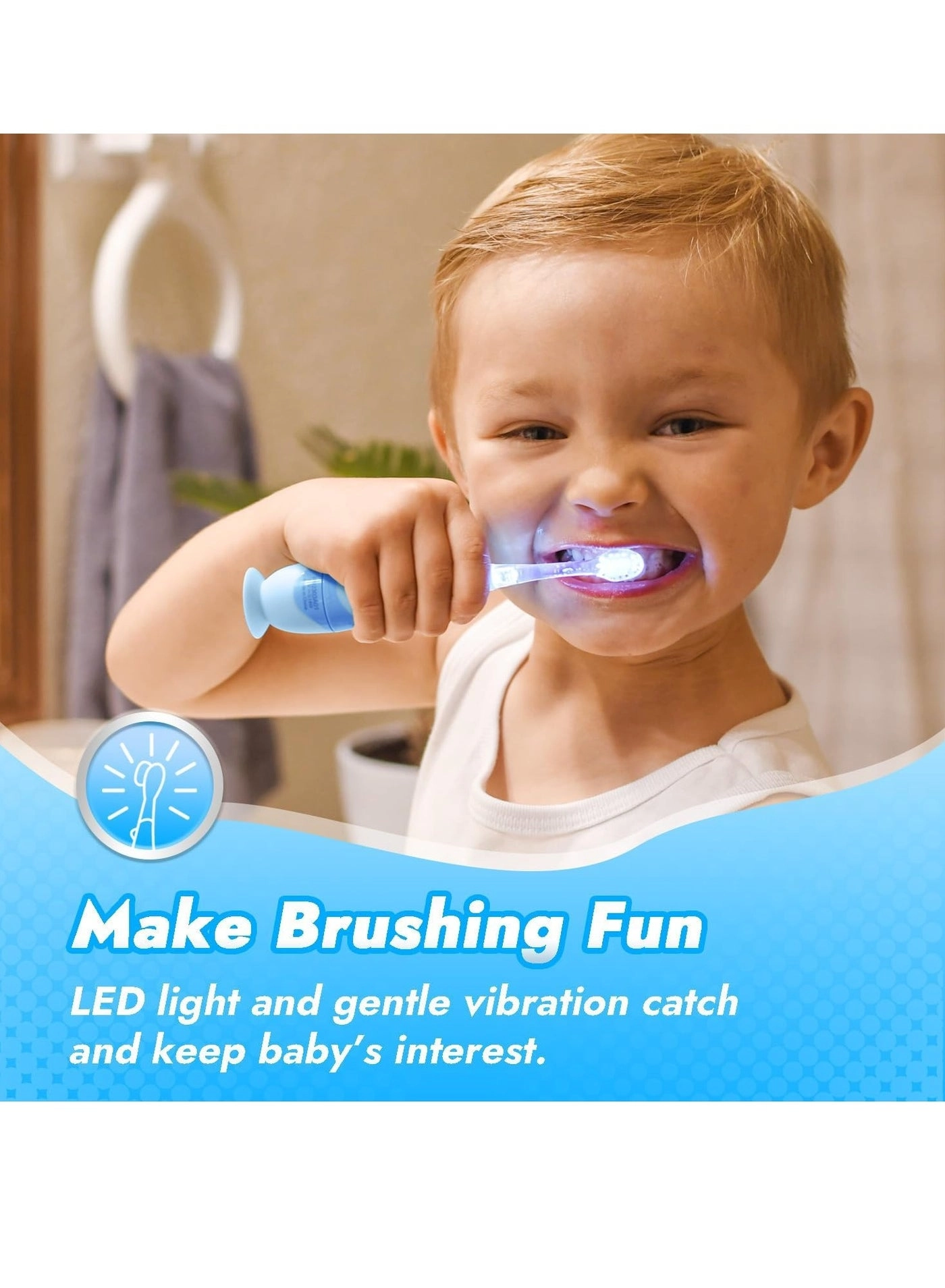 Toddler Sonic Electric Toothbrush - Ages 1-3 Years 2 Brush Heads