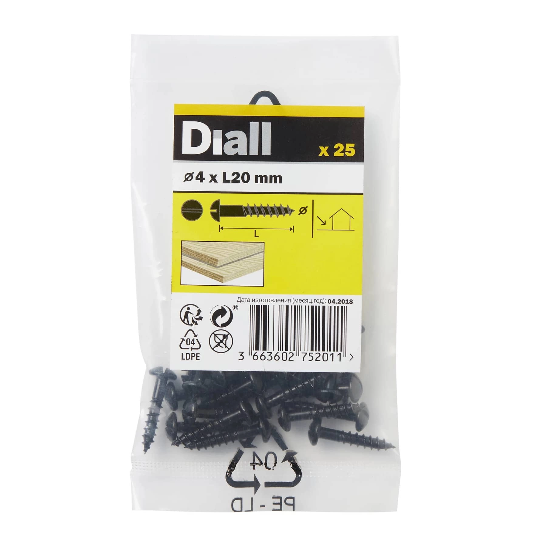 Diall Carbon Steel Dome Wood Screw Pack 4mm 20mm