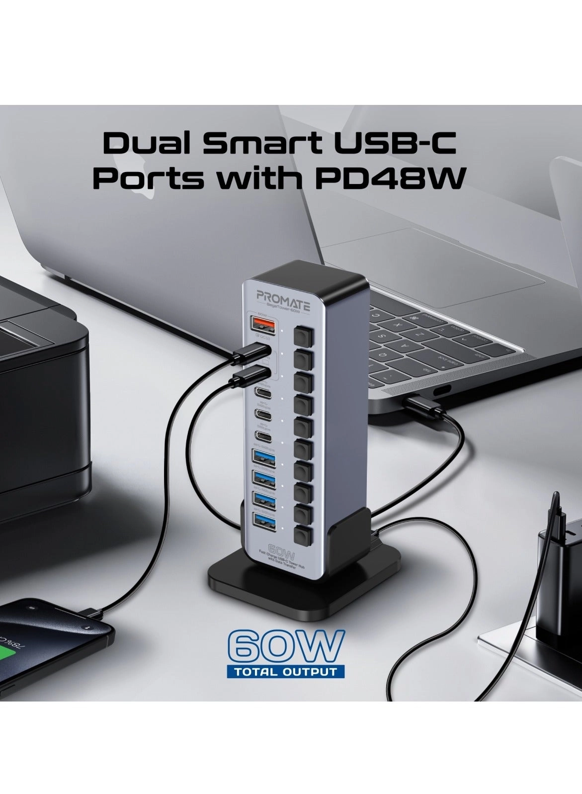 GegaTower-60W - 14-In-1 USB-C Tower Hub