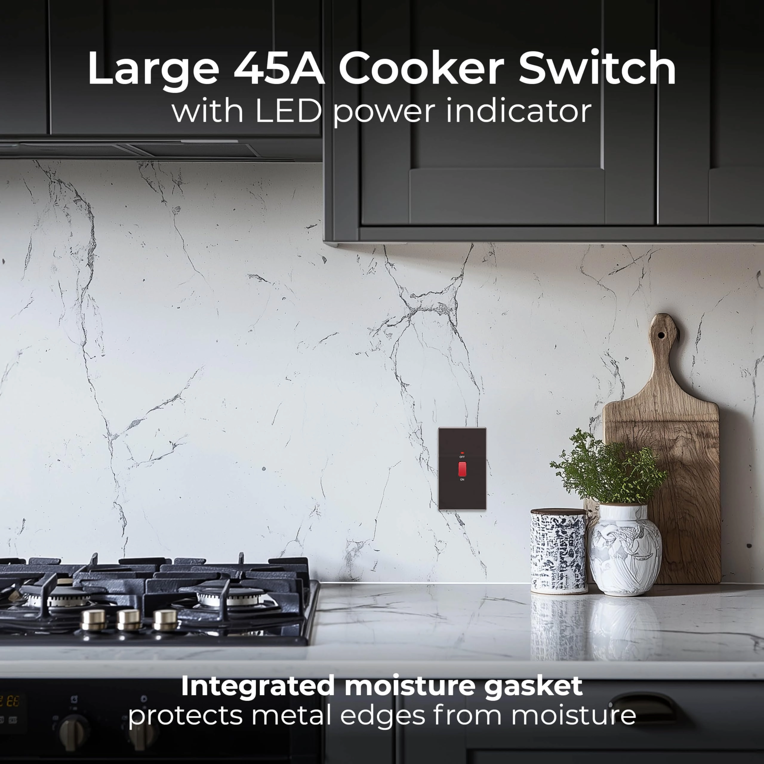 Cooker Control Switch Unit - 45A Double Pole Double Plate