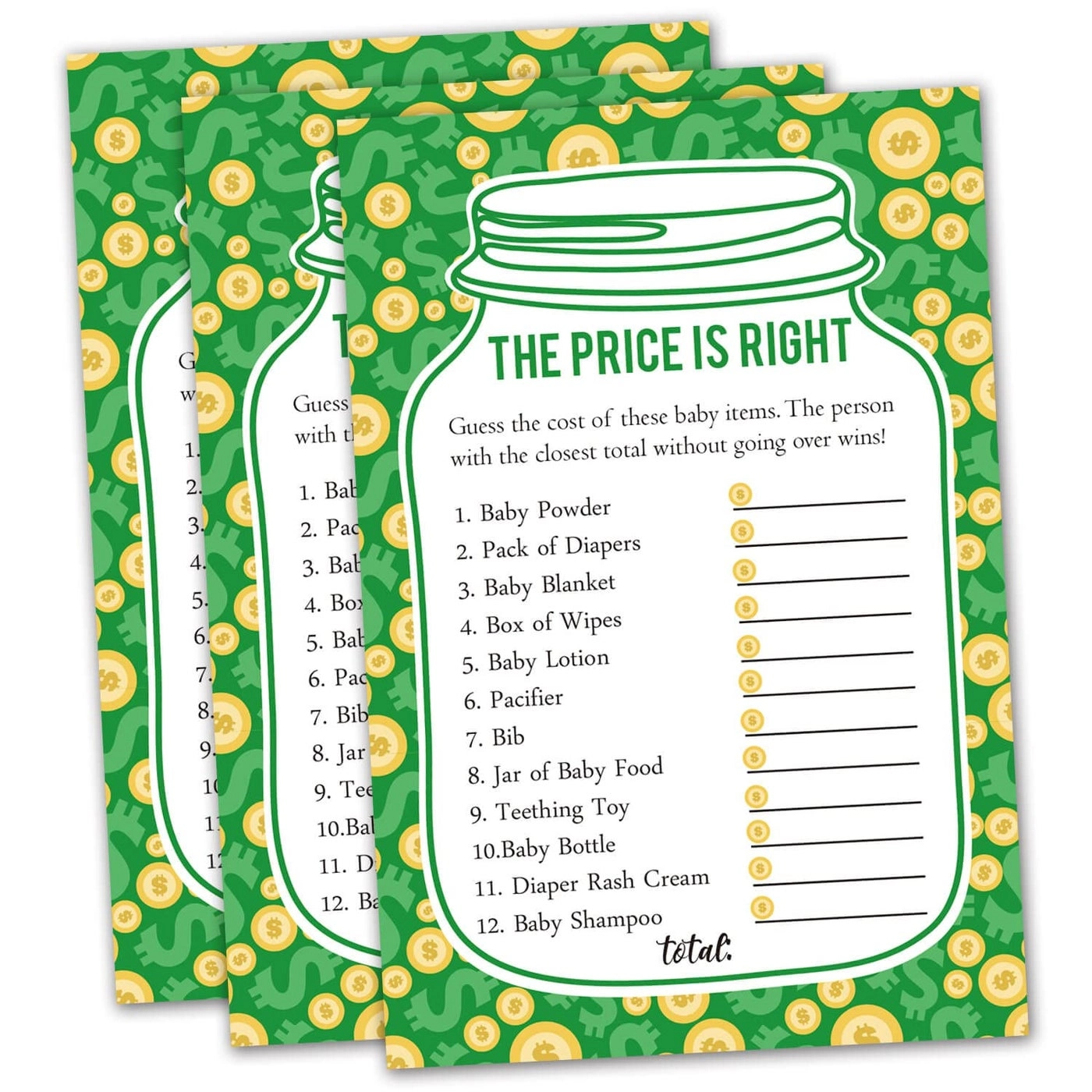 Price is Right Baby Shower Game - Set of 50 Bundle
