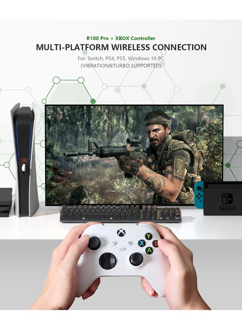 R100 Pro - Wireless Switch PS4 Windows 11&10 PC
