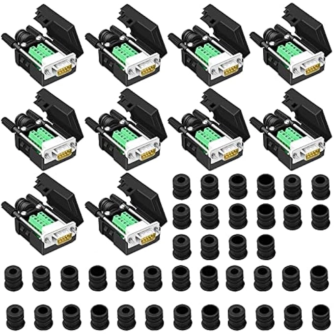 rayihni DB9 MALE BREAKOUT CONNECTOR - SOLDERLESS RS232 9-PIN