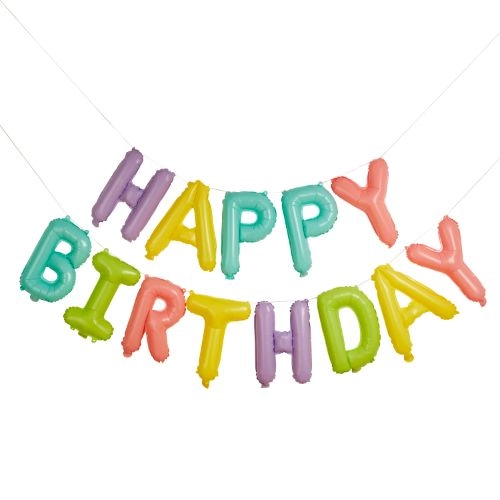 Party Zone Happy Birthday Foil Balloon Garland - 16" Pastel