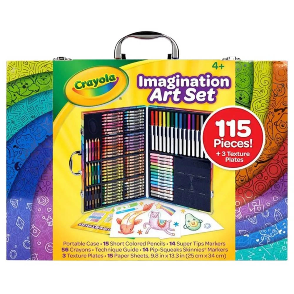 Crayola Imagination Art Set - 115 piece(s) 14 Washable Super Tips Markers 15 Short Colored Pencils 14 Washable Pip Squeaks Skinnies Markers 56 Crayons