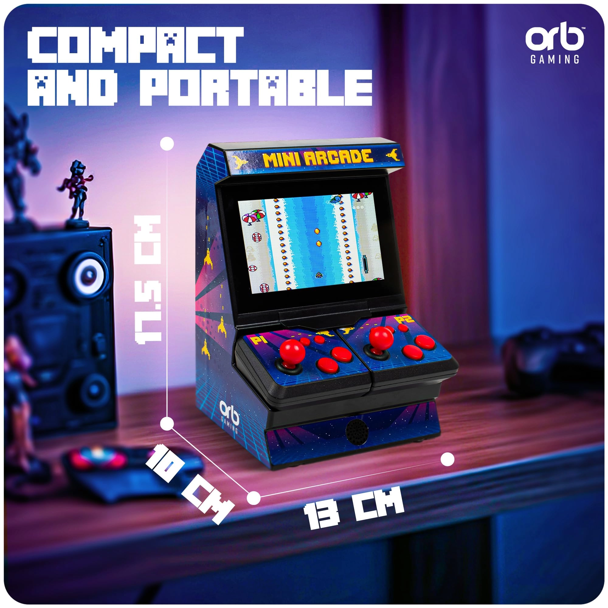 ORB Mini Arcade Machine - 2 Player 300 Built-in Games 4.3" LCD