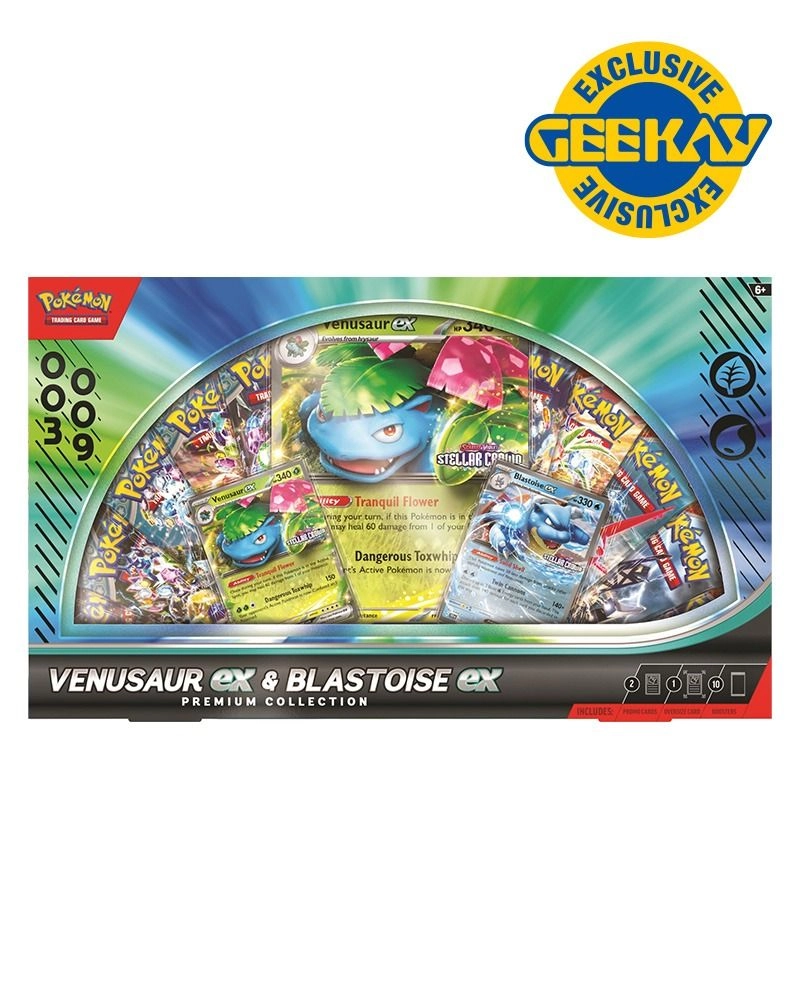 Pokémon Venusaur ex + Blastoise ex - 2 Promo Cards 10 Pokemon TCG boosters 1 Oversize card 1 Code card