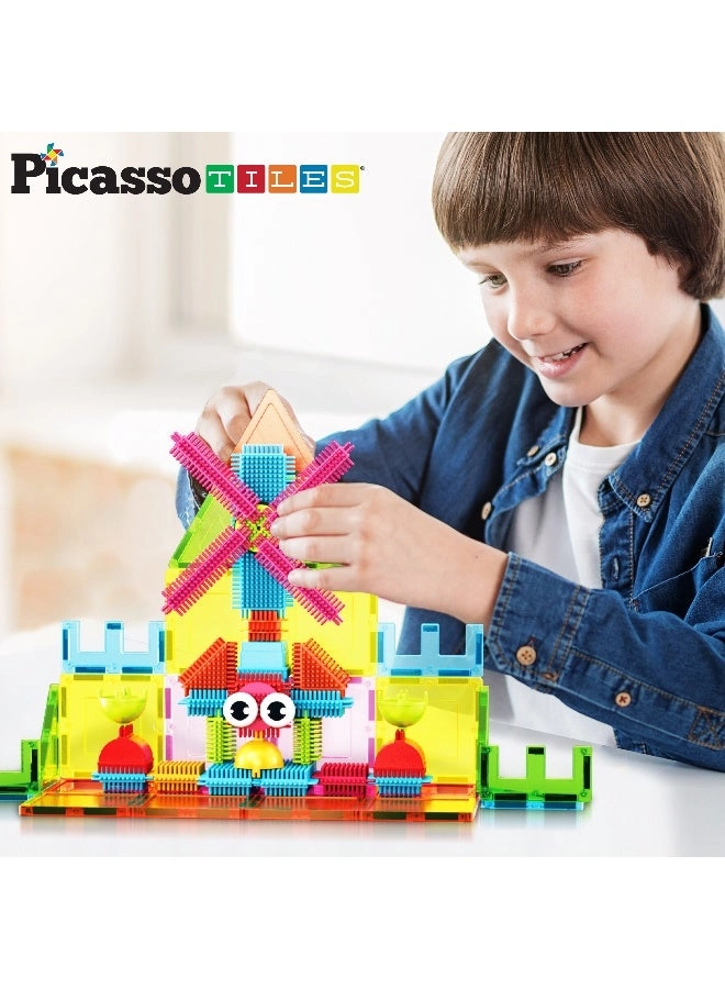 Magnetic Tiles and Soft Hedgehog Building Block Set - 75 pcs