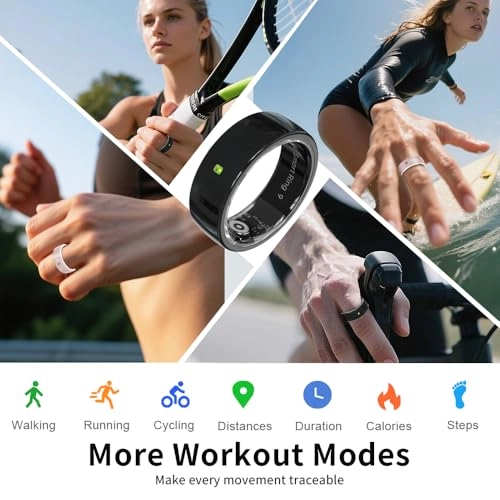 Ceramic Touch Smart Ring - Heart Rate Blood Oxygen 5ATM Waterproof