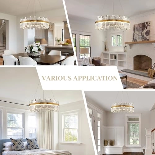 Rectangle LED Crystal Chandelier - 3 Colors Dimmable