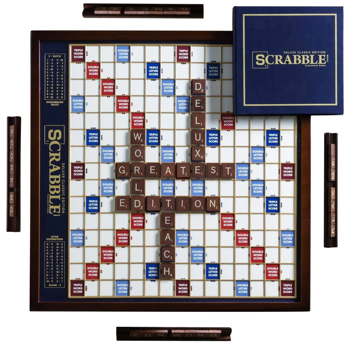 WS Game Company Scrabble Deluxe - Wood Mahogany finish
