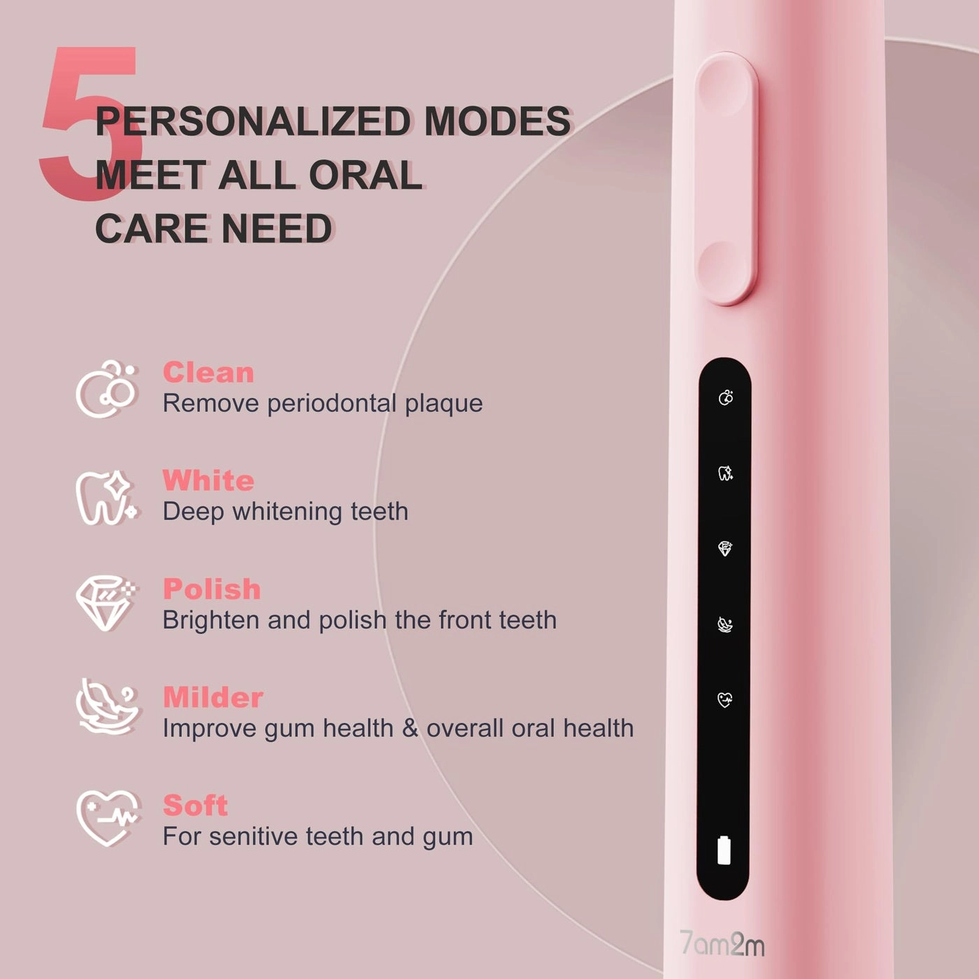 Sonic Electric Toothbrush - 40000VPM 5 Modes 4 Brush Heads