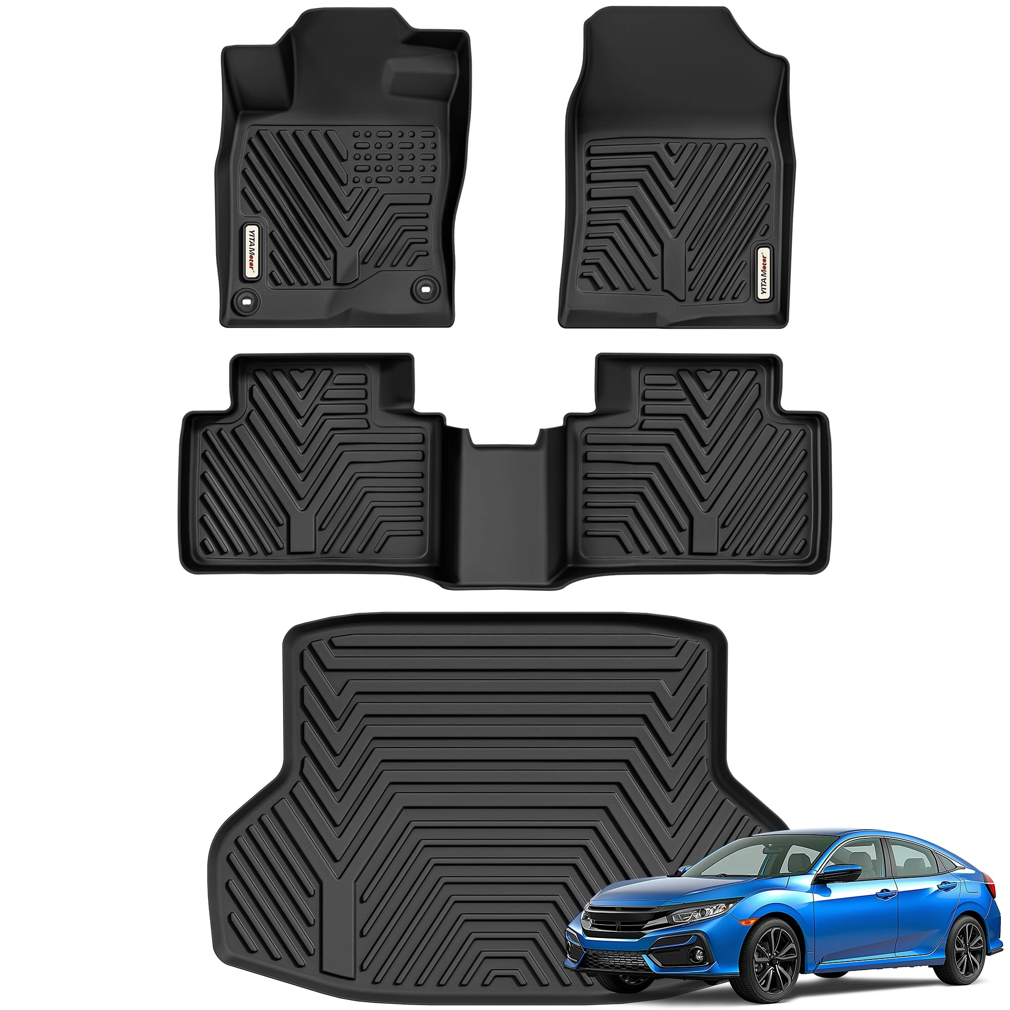 yitamotor Floor Mats - Honda Civic 2016-2021 1st & 2nd Row