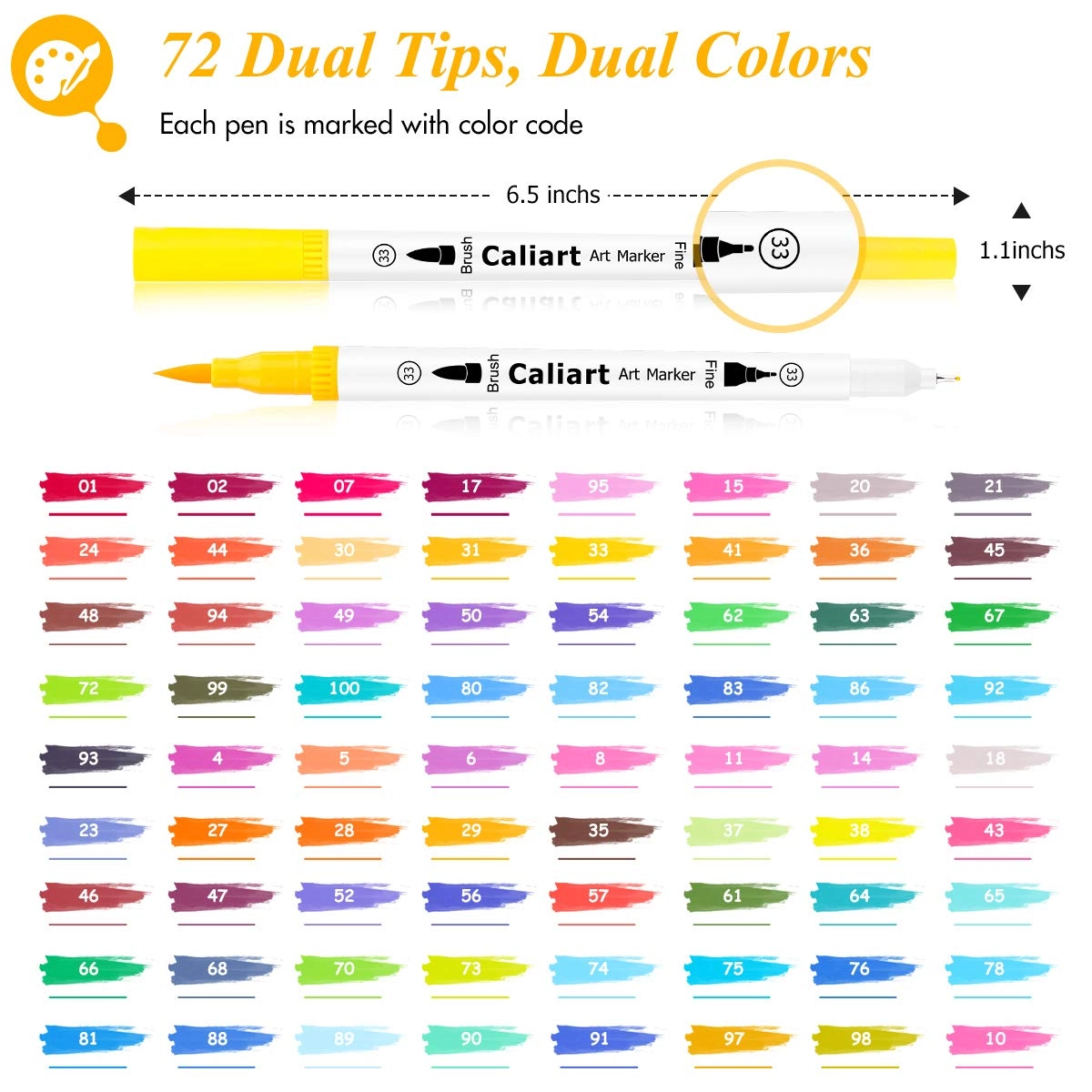 Double Tip Brush Pens - Multicolor Dual Tip