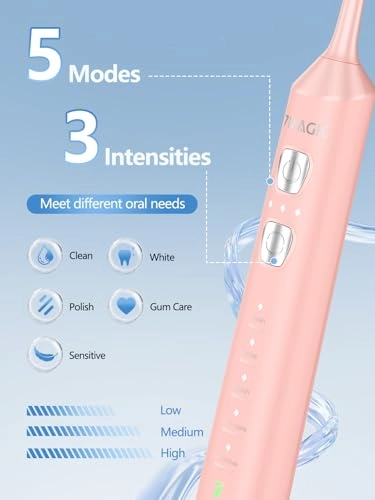 Sonic Electric Toothbrush - 3 Intensity Levels 5 Modes 40000 VPM