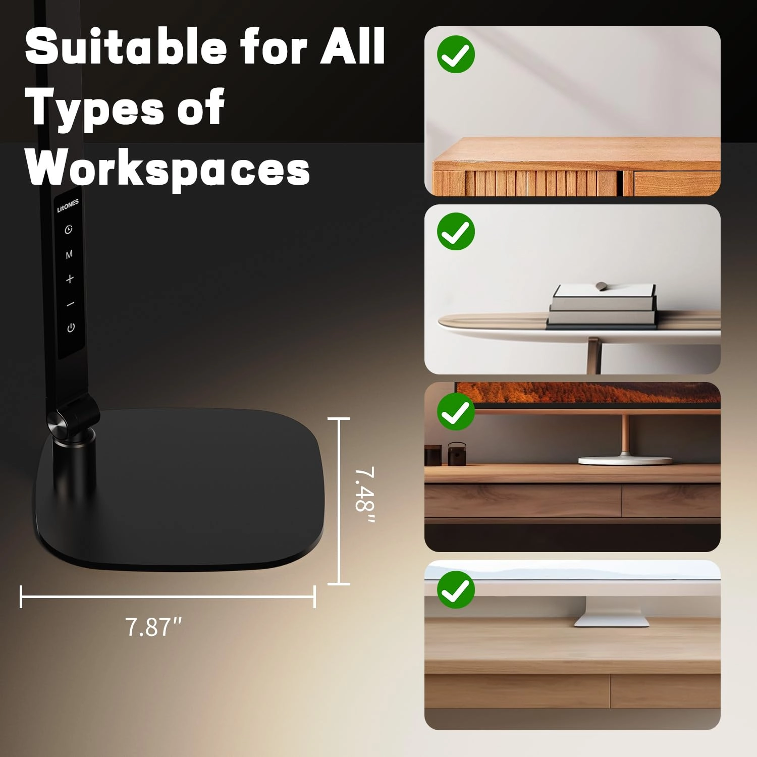 LED Desk Lamp - Dimmable Soft Diffused Light Adjustable Metal Swing Arm