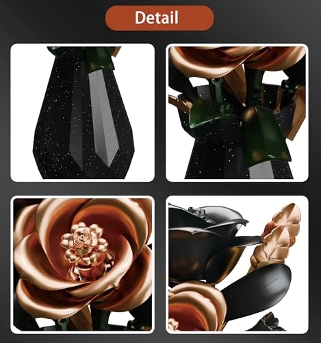 Rose Flower Building Blocks with Vase - Black Rose 255 pcs