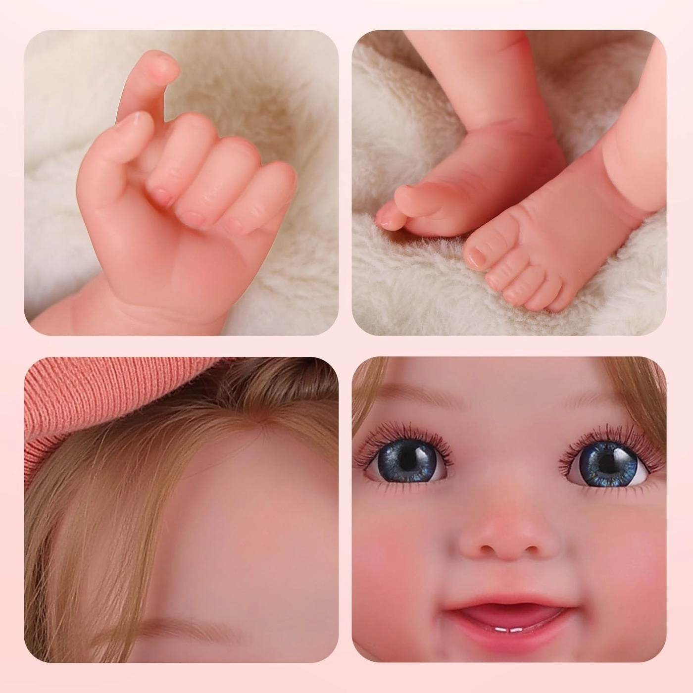 Reborn Baby Doll - 20Inch Soft Cloth Body Rooted Hair Ages 3+