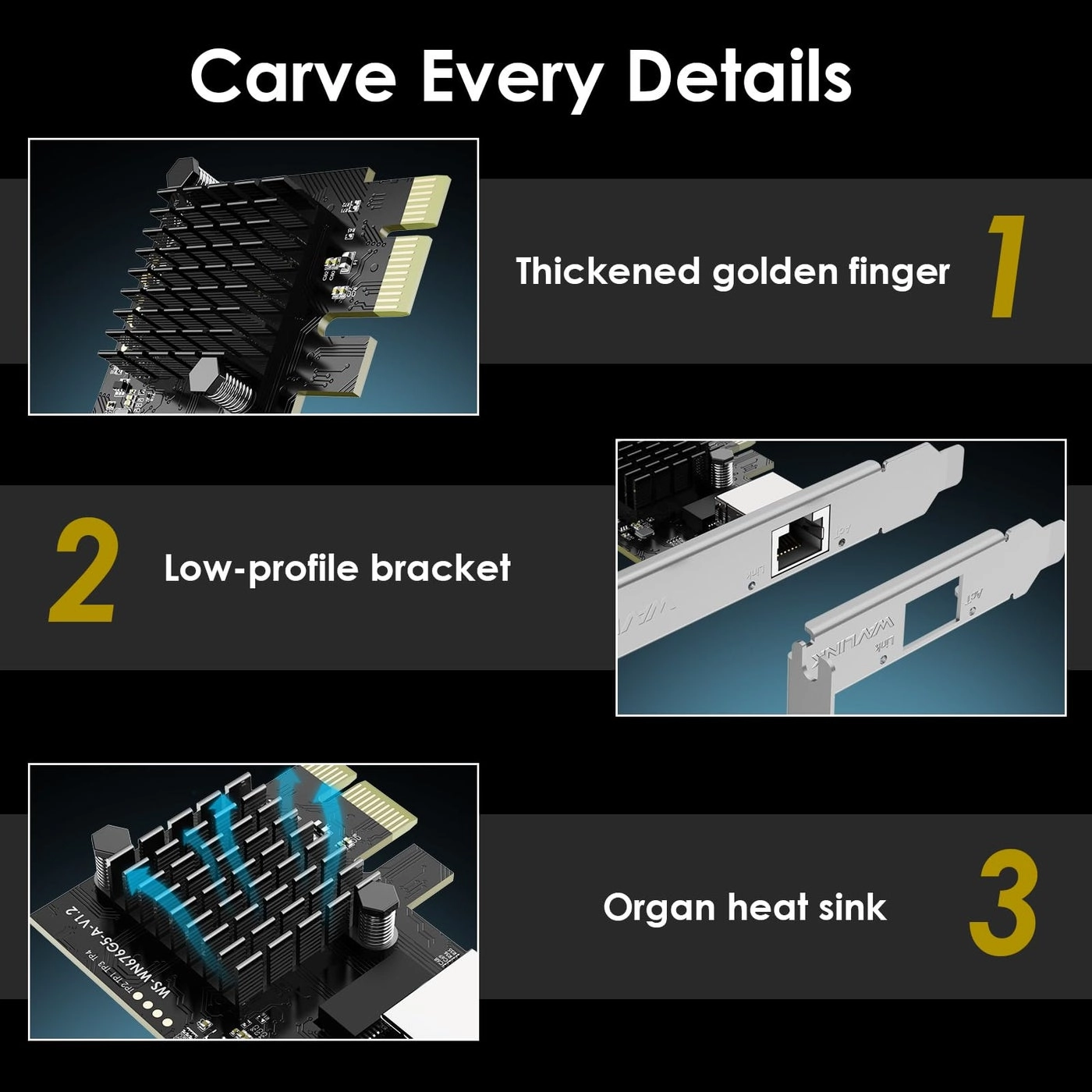 5Gb PCIe Network Card - RJ45 Low Profile