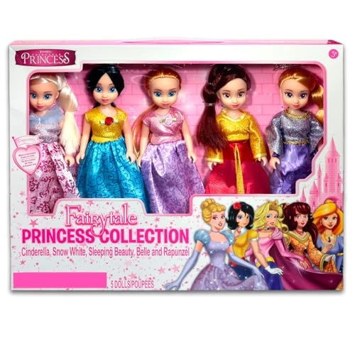 Snow White Princess Doll + Cinderella Princess Doll + Belle Princess Doll + Sleeping Beauty Princess Doll + Rapunzel Princess Doll - Ages 3+