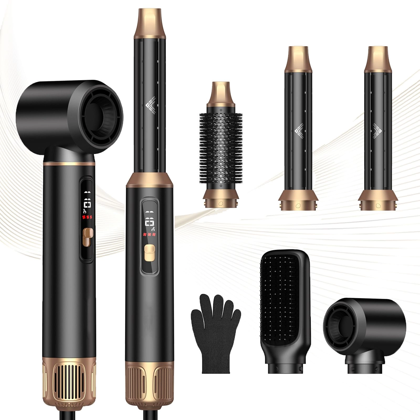 5 in 1 Blow Dryer Brush - Green Gold 800 watts