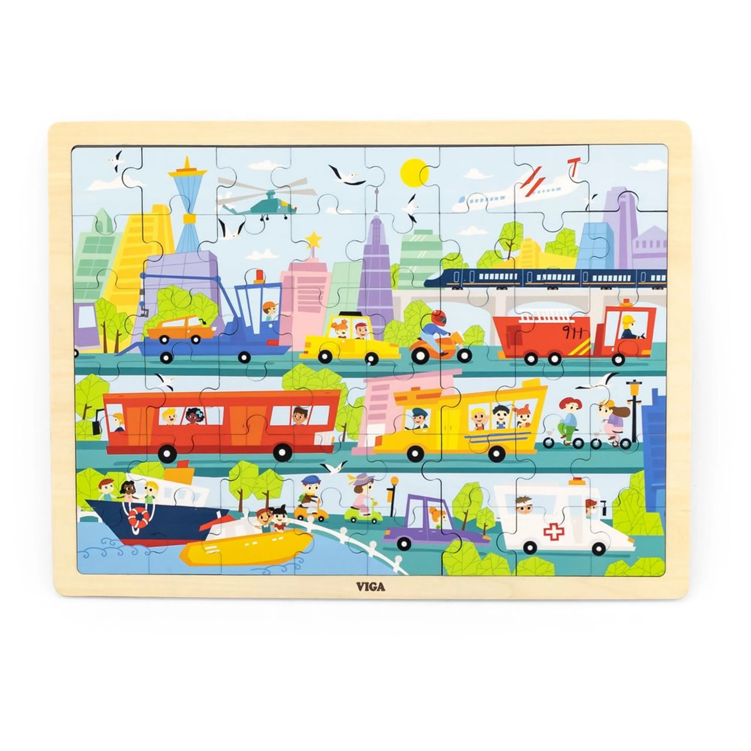 City Transportation Wooden Puzzle (PCG-44582) - 48 pcs