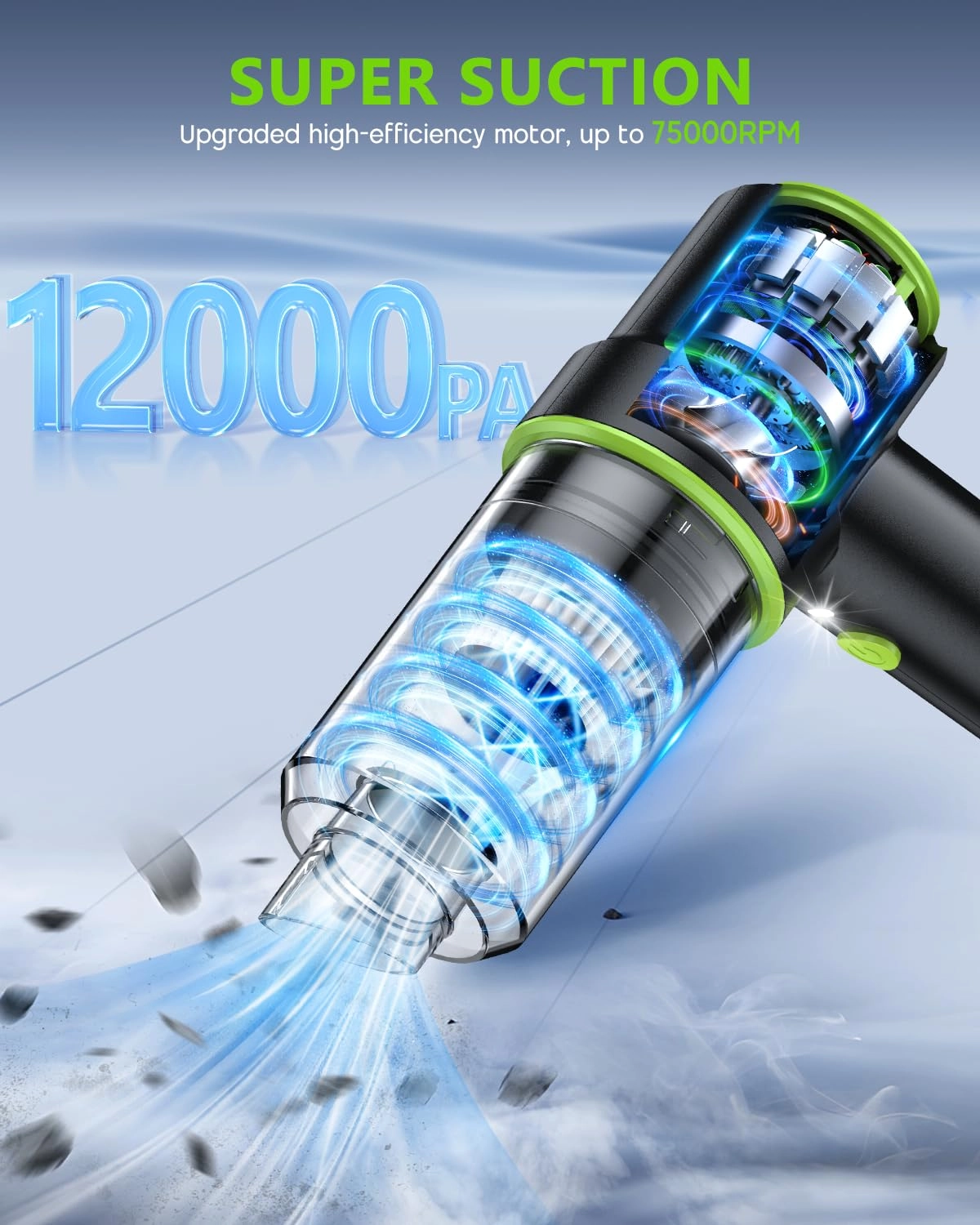 Handheld Car Vacuum - 12000PA Cordless
