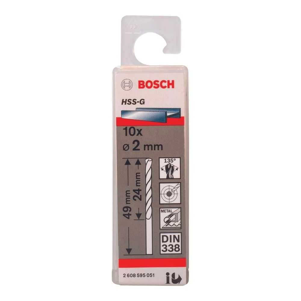 Bosch HSS-G Metal Drill Bits - Cobalt 10 piece(s) 2.0 mm