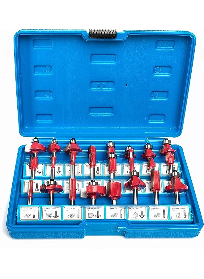 PROMASS 10108 Tungsten Carbide Router Bits - 1/4-Inch 24-Piece