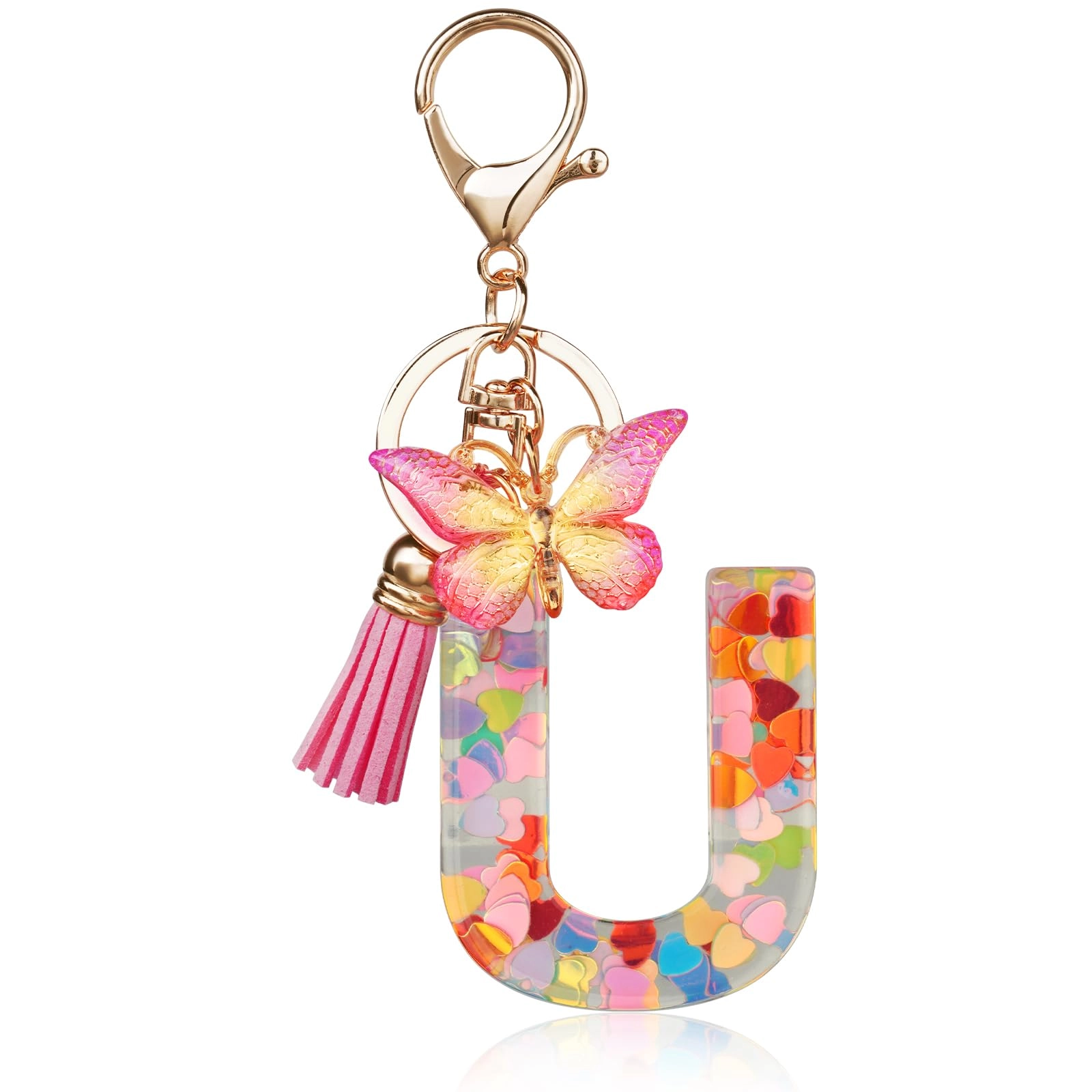 Initial Letter Keychain - Butterfly