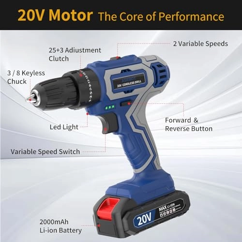 Cordless Power Drill - 21V 1650 RPM