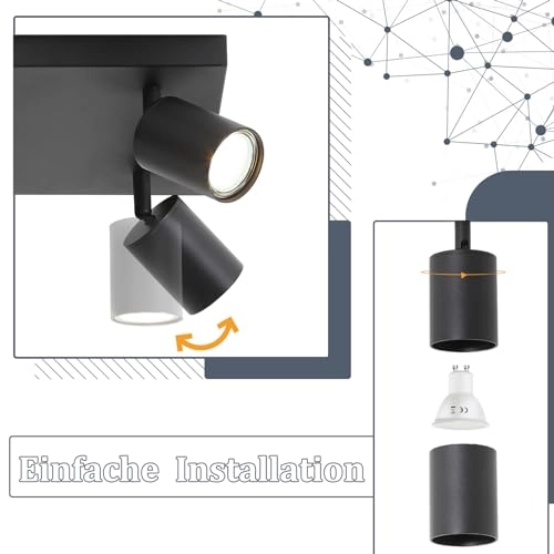 Ceiling Light - 4-light GU10 Black