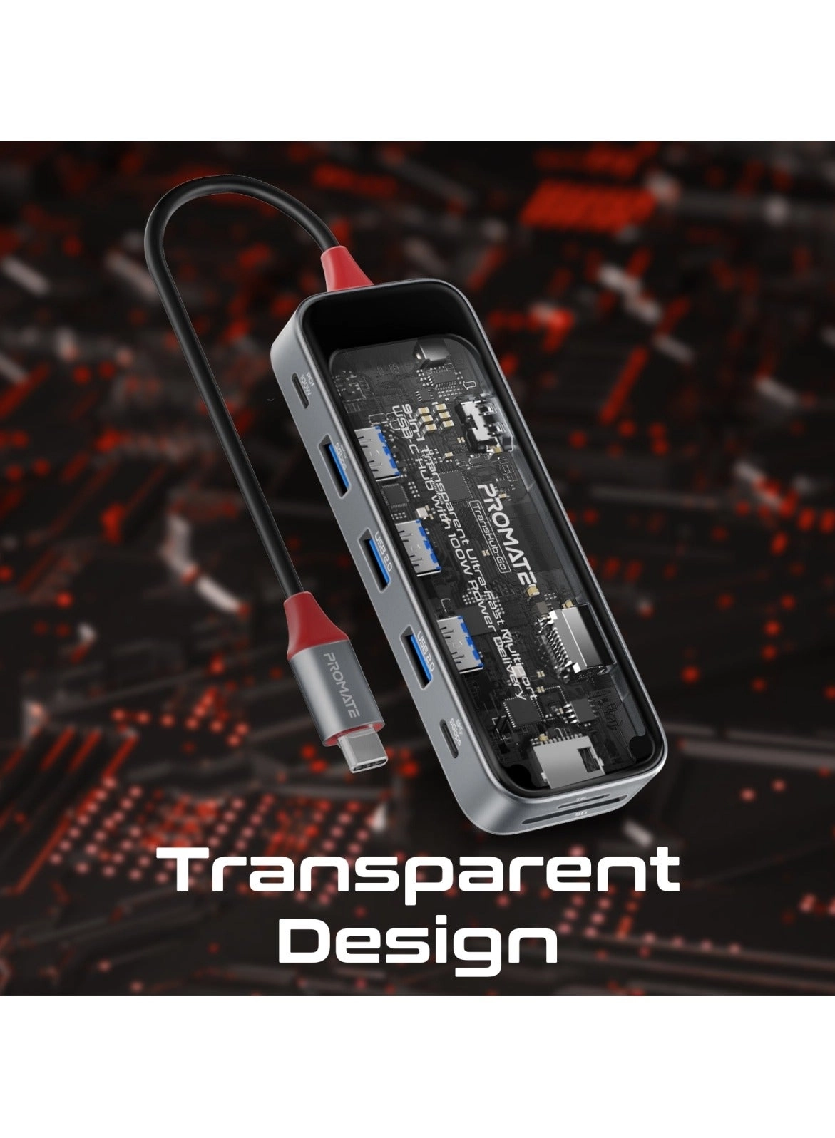 TransHub-Go - 9-in-1 USB Hub 100W USB-C Power Delivery