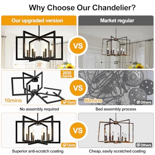 6-Light Chandelier - 25.2" to 61.2"