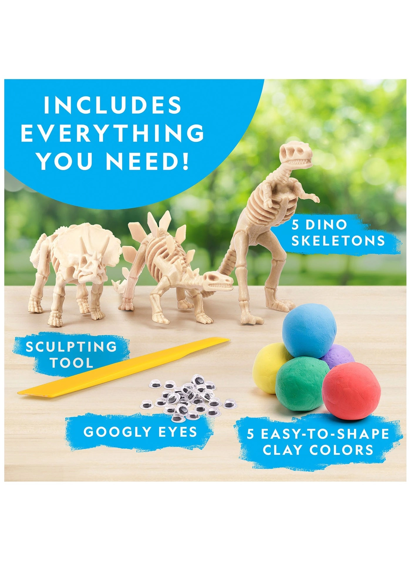 Clay Dinosaur Modeling Kit - 3 models 5 colors 4 years+