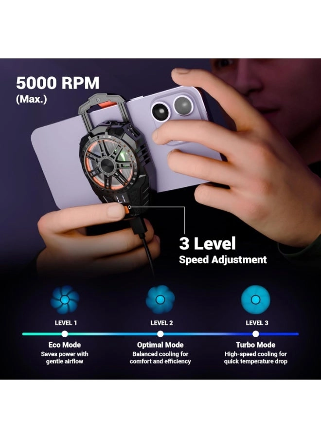 Mobile Cooling Fan - USB Powered RGB + Retractable Shooting Game Controller - Sensitive Triggers Adjustable