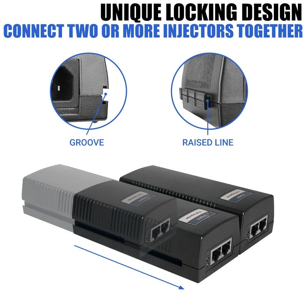 PoE Injector - 90W 1 Poe port and 1 uplink port 8023 afatbt 101001000Mbps
