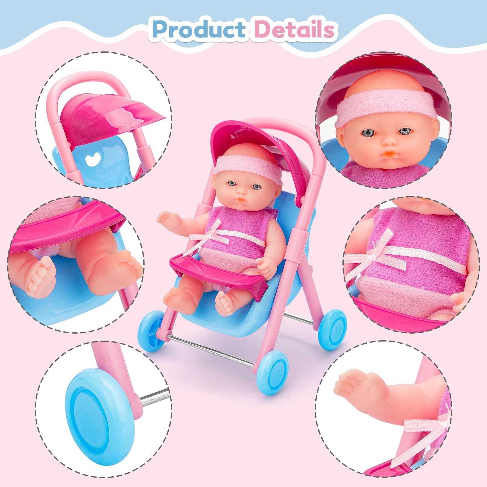 Mini Baby Doll Set - 5" Plastic Ages 3+