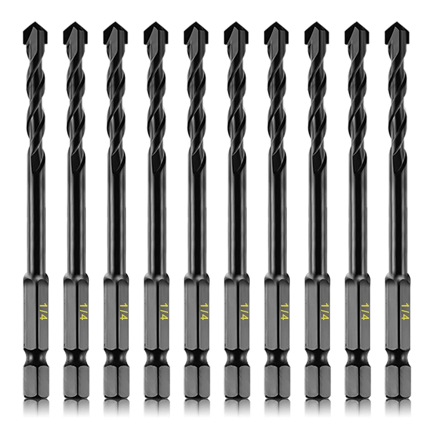 DKIBBITH Masonry Drill Bits Set - carbide tips 10 Piece 1/4''