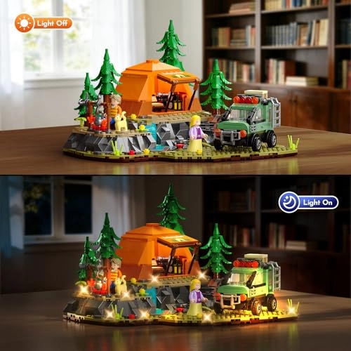 Mountain Camping Building Set (KJ049) - LED Light Outdoor Adventure