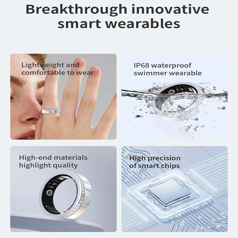 Smart Ring - IP68 Waterproof Heart Rate Blood Oxygen