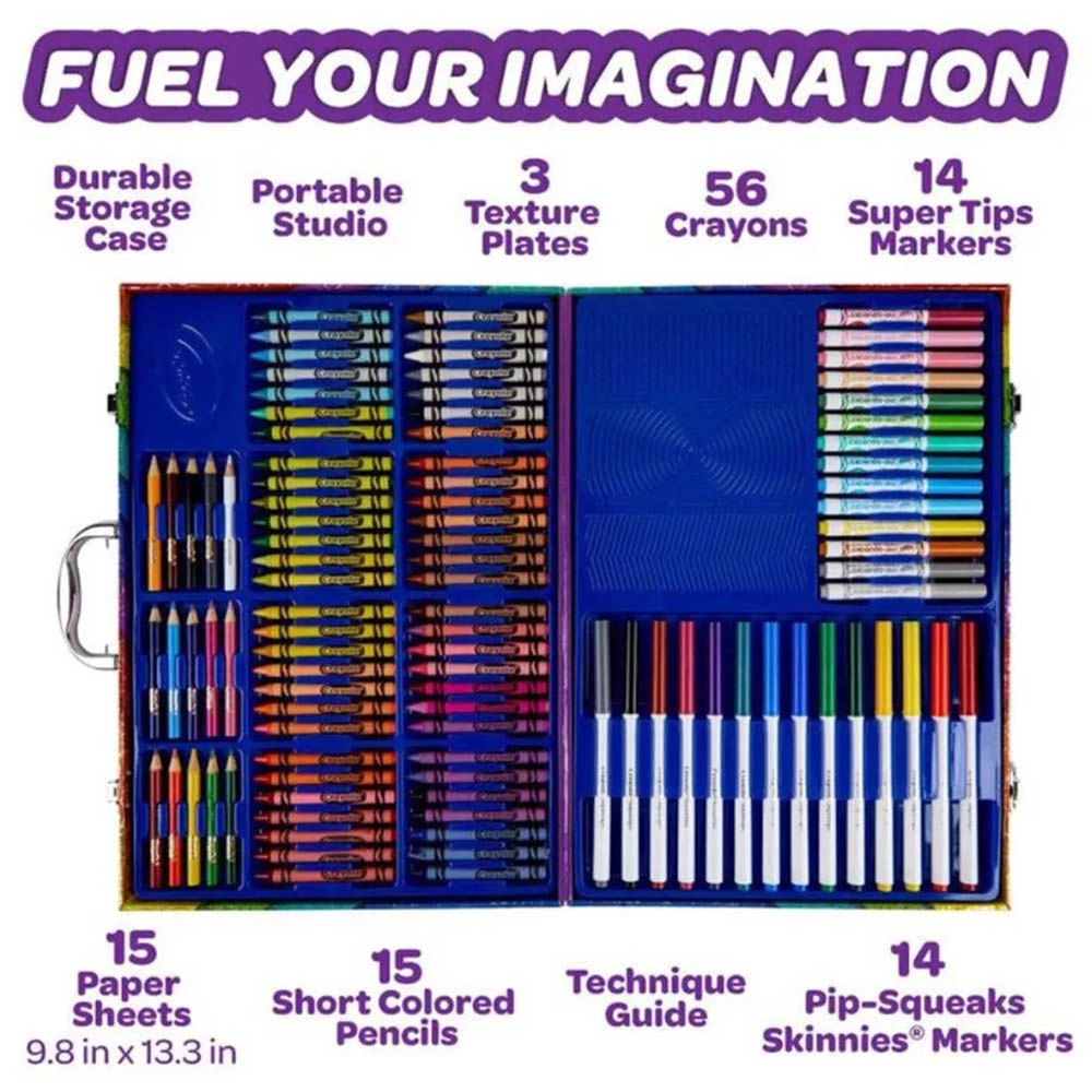 Imagination Art Set - 115 piece(s) 14 Washable Super Tips Markers 15 Short Colored Pencils 14 Washable Pip Squeaks Skinnies Markers 56 Crayons