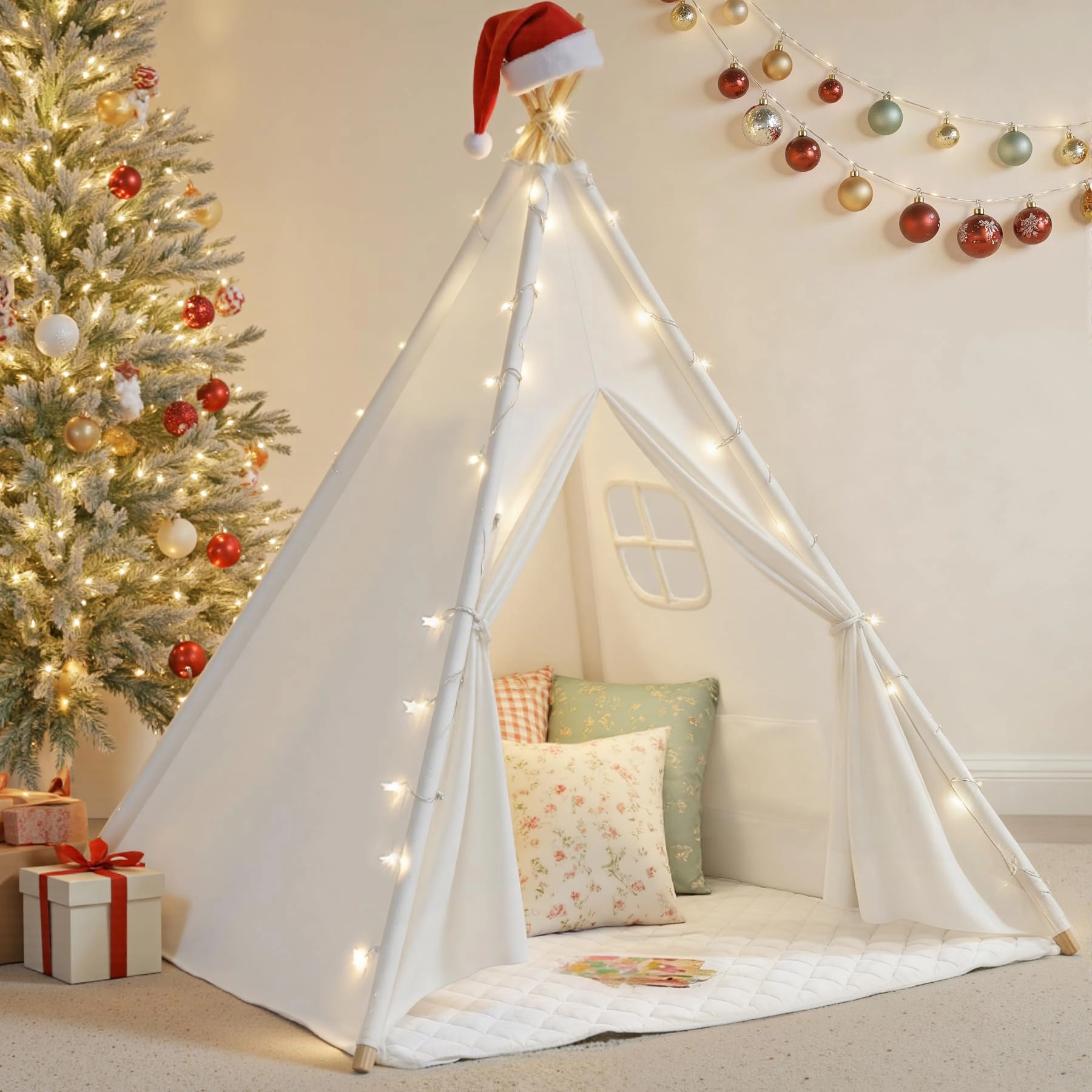 sumbababy Teepee Tent - 47''(L) X 47''(W) X 59''(H) White