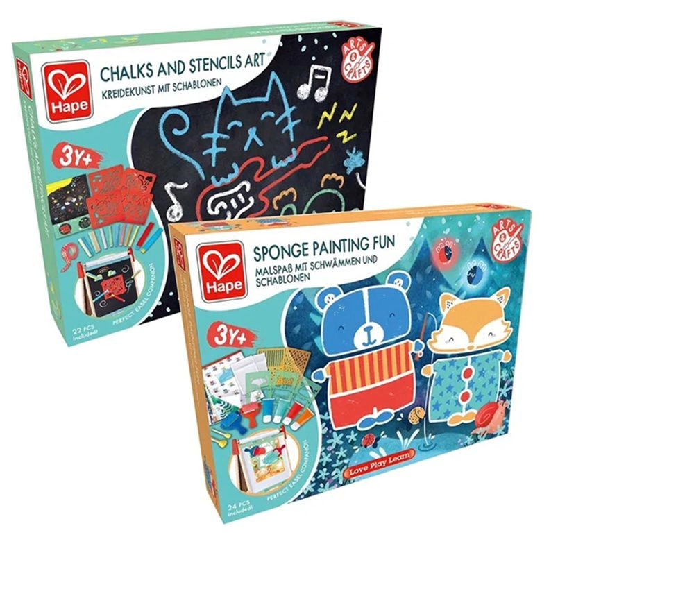 Sponge Painting Fun - stencils paint rollers + Chalks and Stencils Art - chalk stencils